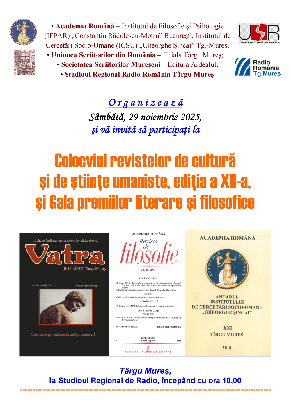 Afiș Colocviul revistelor de cultură și de științe umaniste, ediția a XII-a